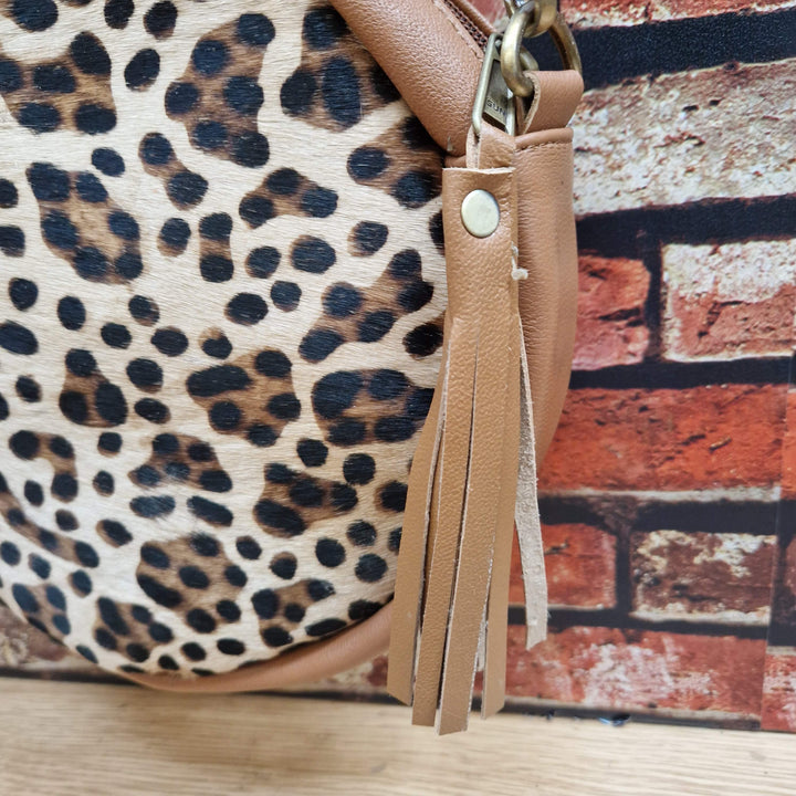 Round Recycled Leather Crossbody Handbag