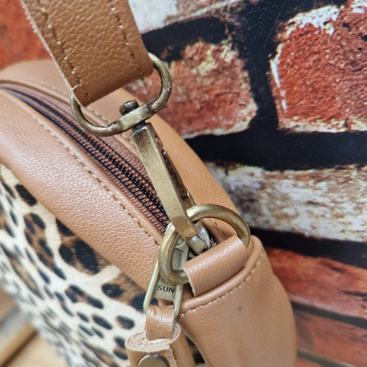 Round Recycled Leather Crossbody Handbag