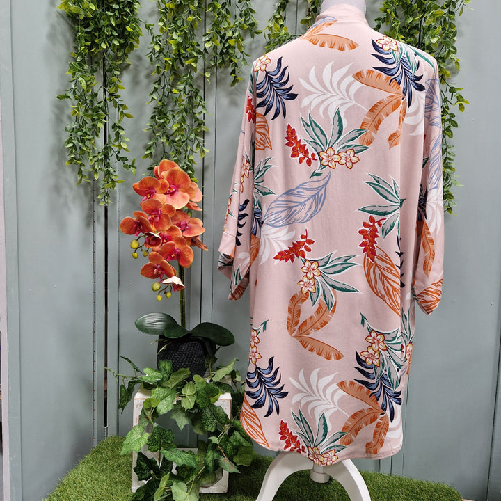 Kimono Wrap Cover Up - Floral Dusky Pink