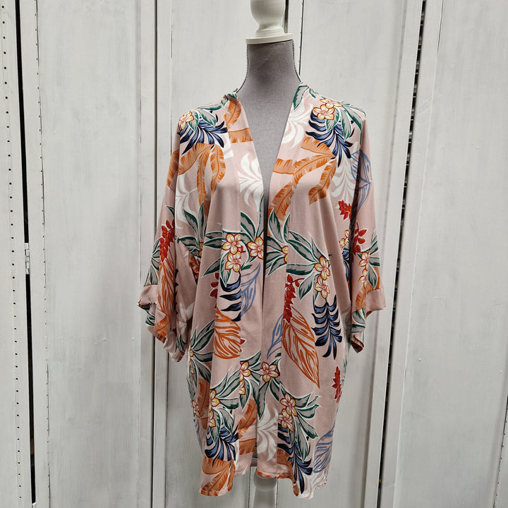 Kimono Wrap Cover Up - Floral Dusky Pink