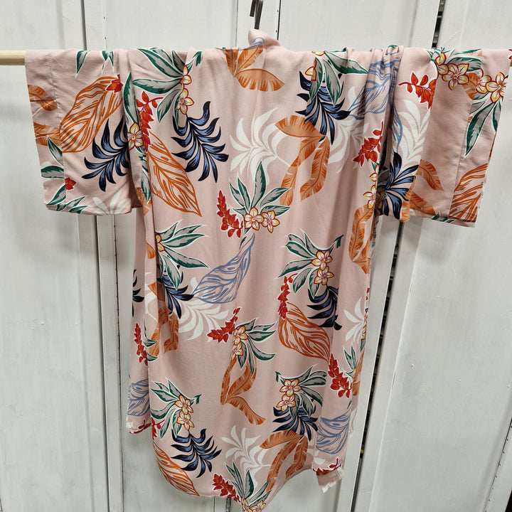 Kimono Wrap Cover Up - Floral Dusky Pink