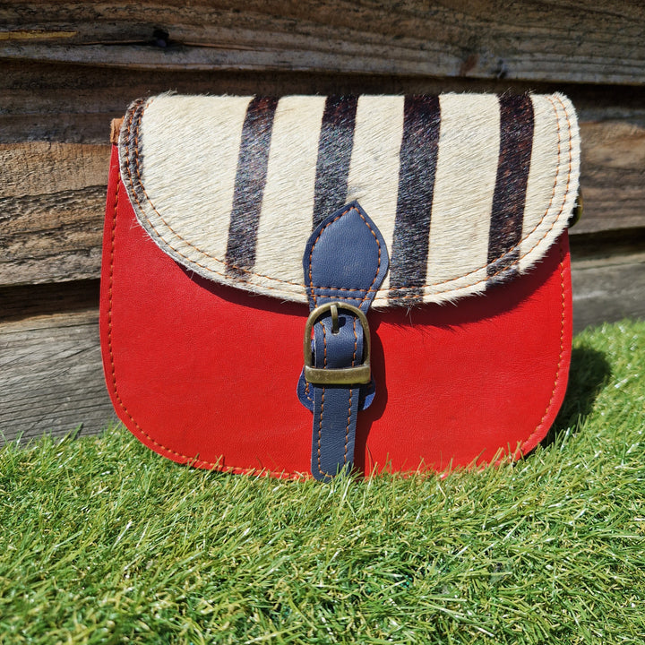 Recycled Leather Small Saddle Crossbody Handbag 073-104