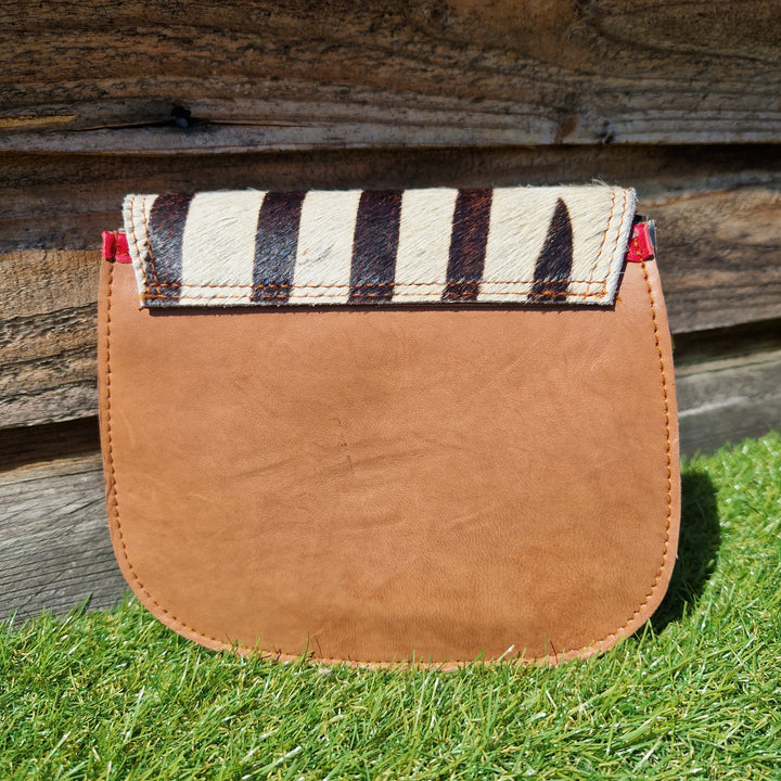 Recycled Leather Small Saddle Crossbody Handbag 073-104