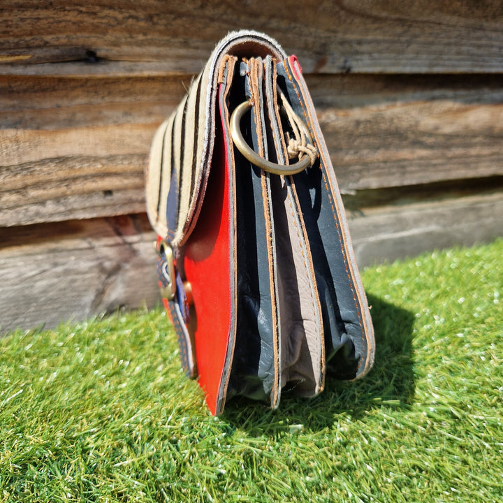 Recycled Leather Small Saddle Crossbody Handbag 073-104