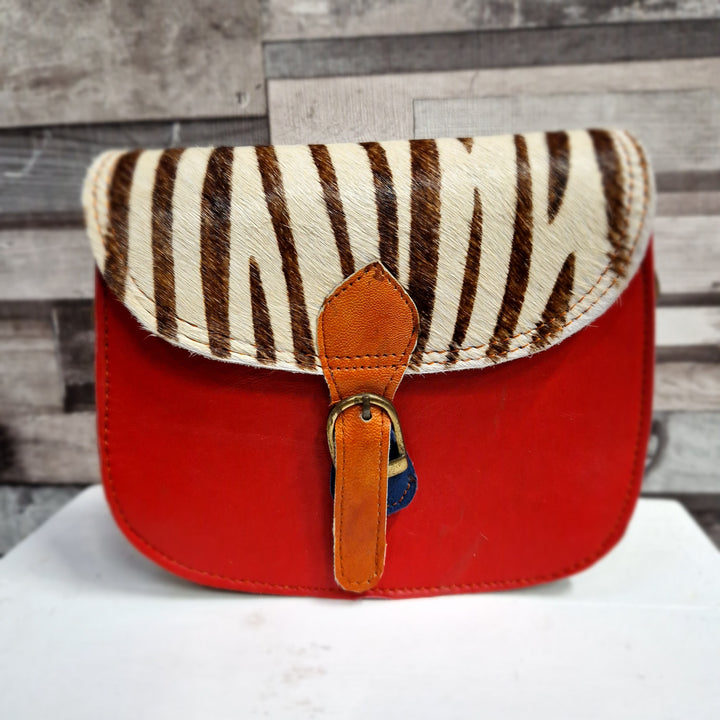 Recycled Leather Small Saddle Crossbody Handbag 073-110