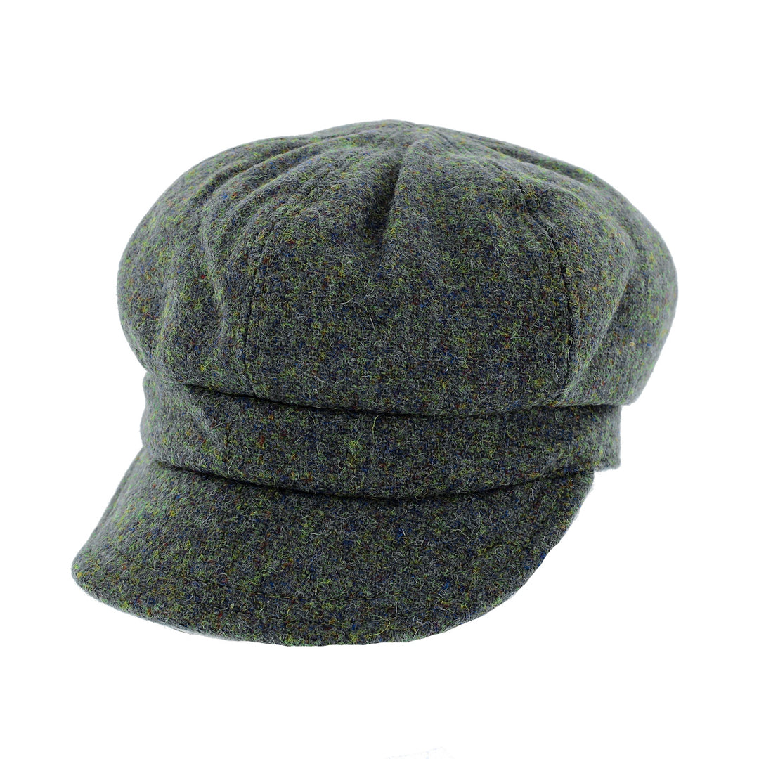 Failsworth Ladies Harris Tweed Bakerboy Cap Dark Green