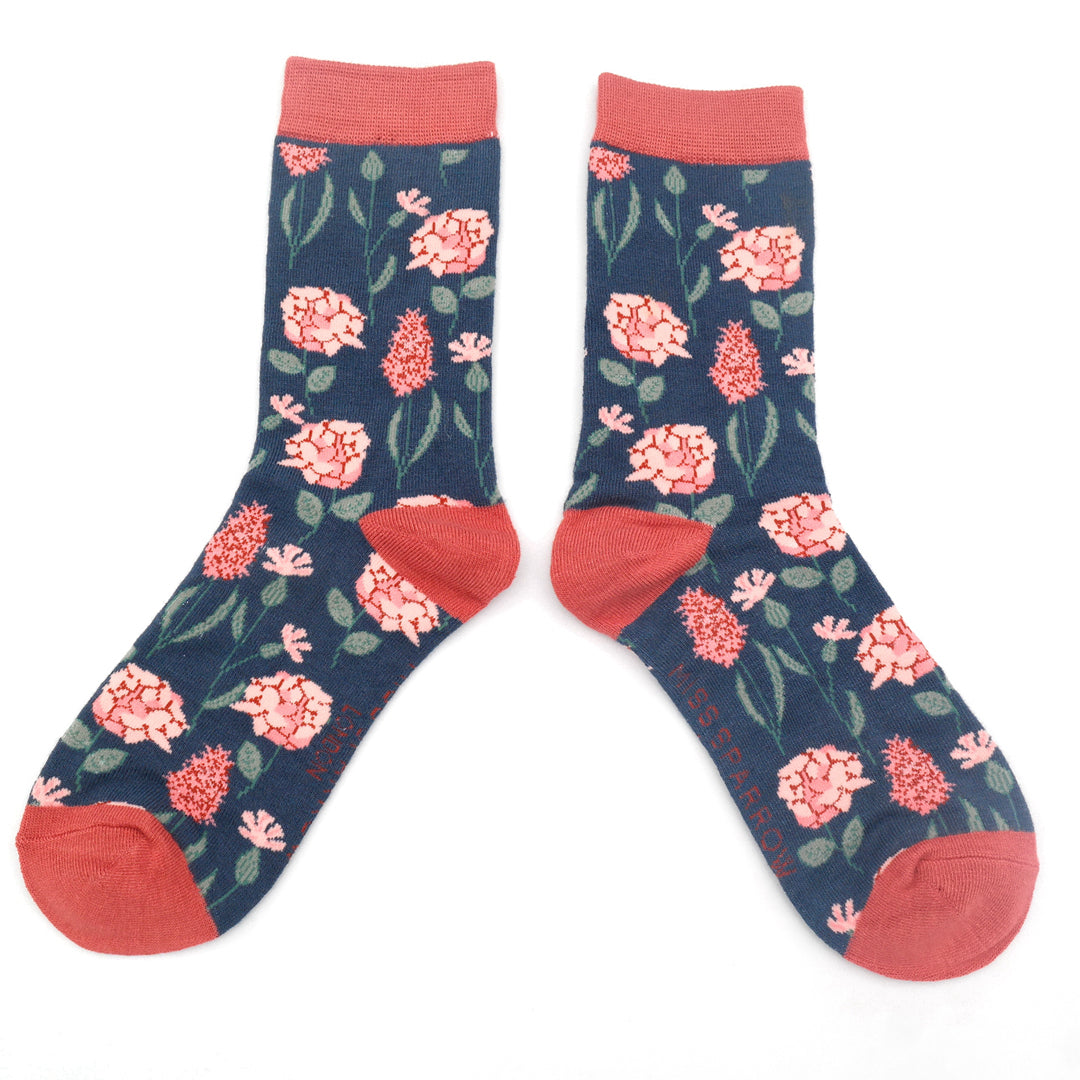 Miss Sparrow Bamboo Botany Socks In Navy