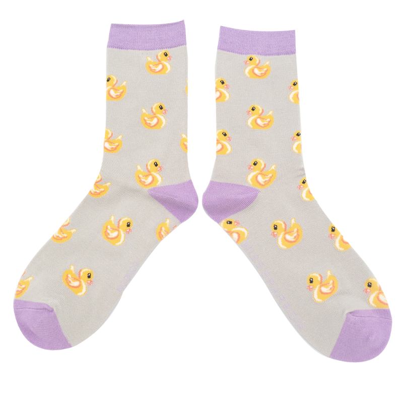 Miss Sparrow Bamboo Rubber Duck Socks (Silver)