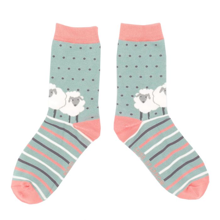 Miss Sparrow Bamboo Sheep Friends Socks (Aqua)