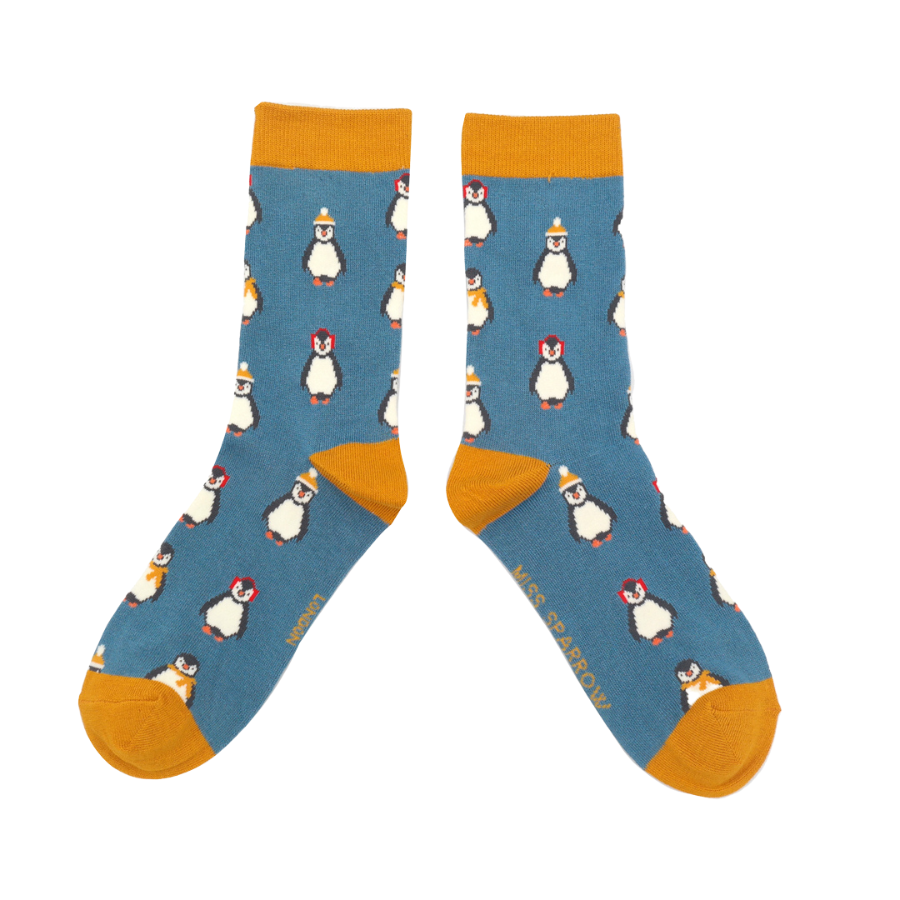Miss Sparrow Bamboo Baby Penguin Socks (Denim)