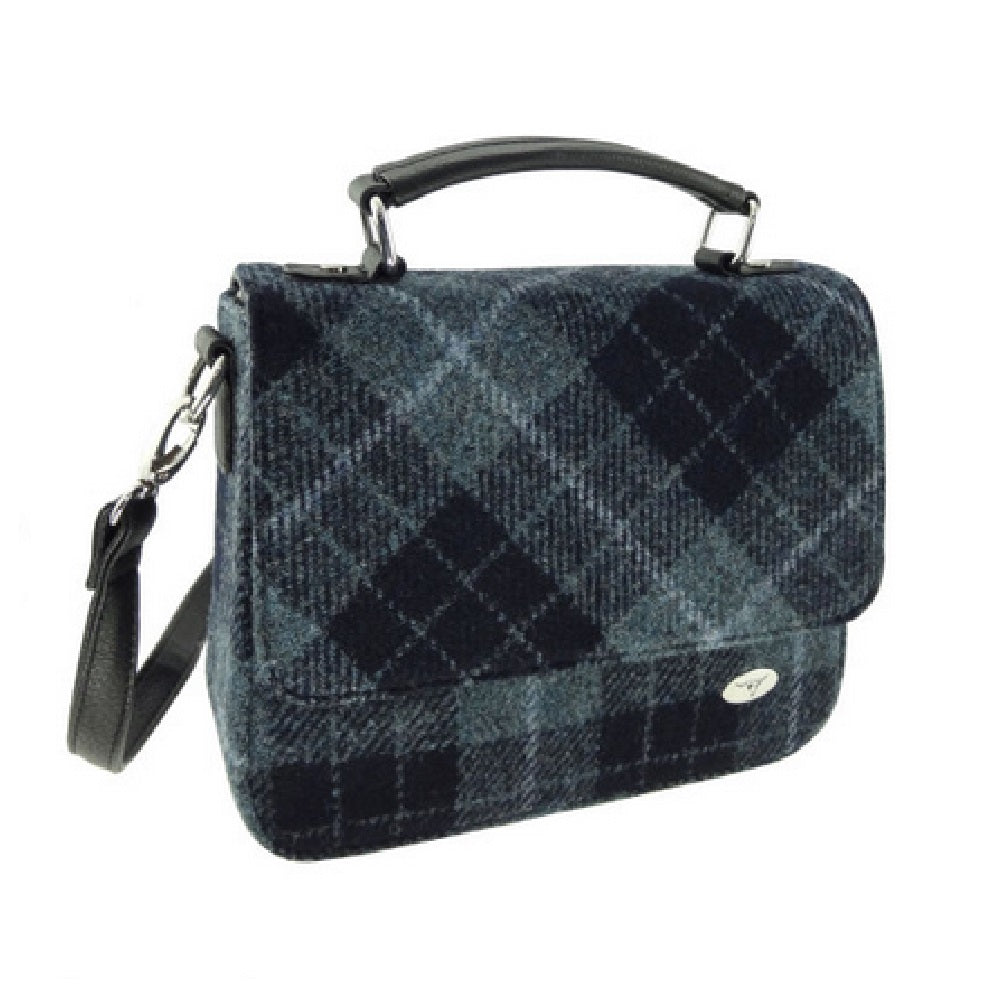 Glen Appin Harris Tweed Thurso Handbag Black Grey Check