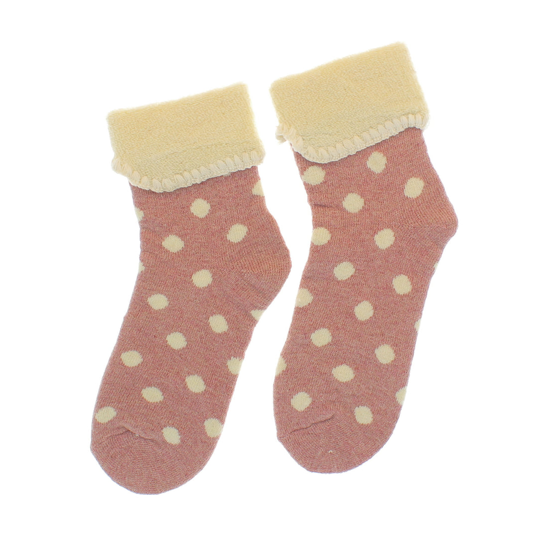 Cosy Cute Cuffed Spotty Socks Pink/Cream