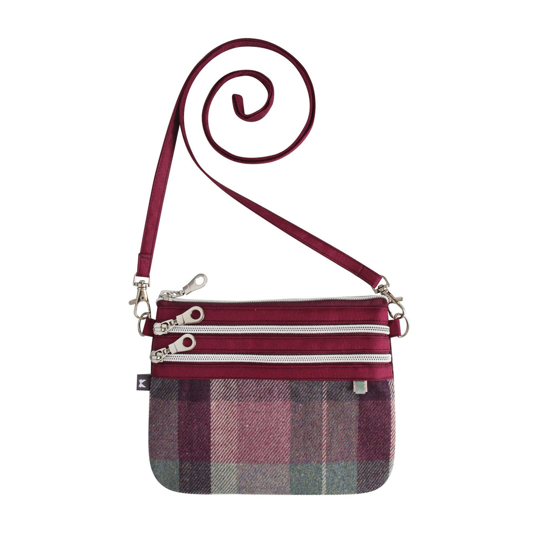 Aberlady Small Tweed 3-zip Pouch Cross Body Bag by Earth Squared