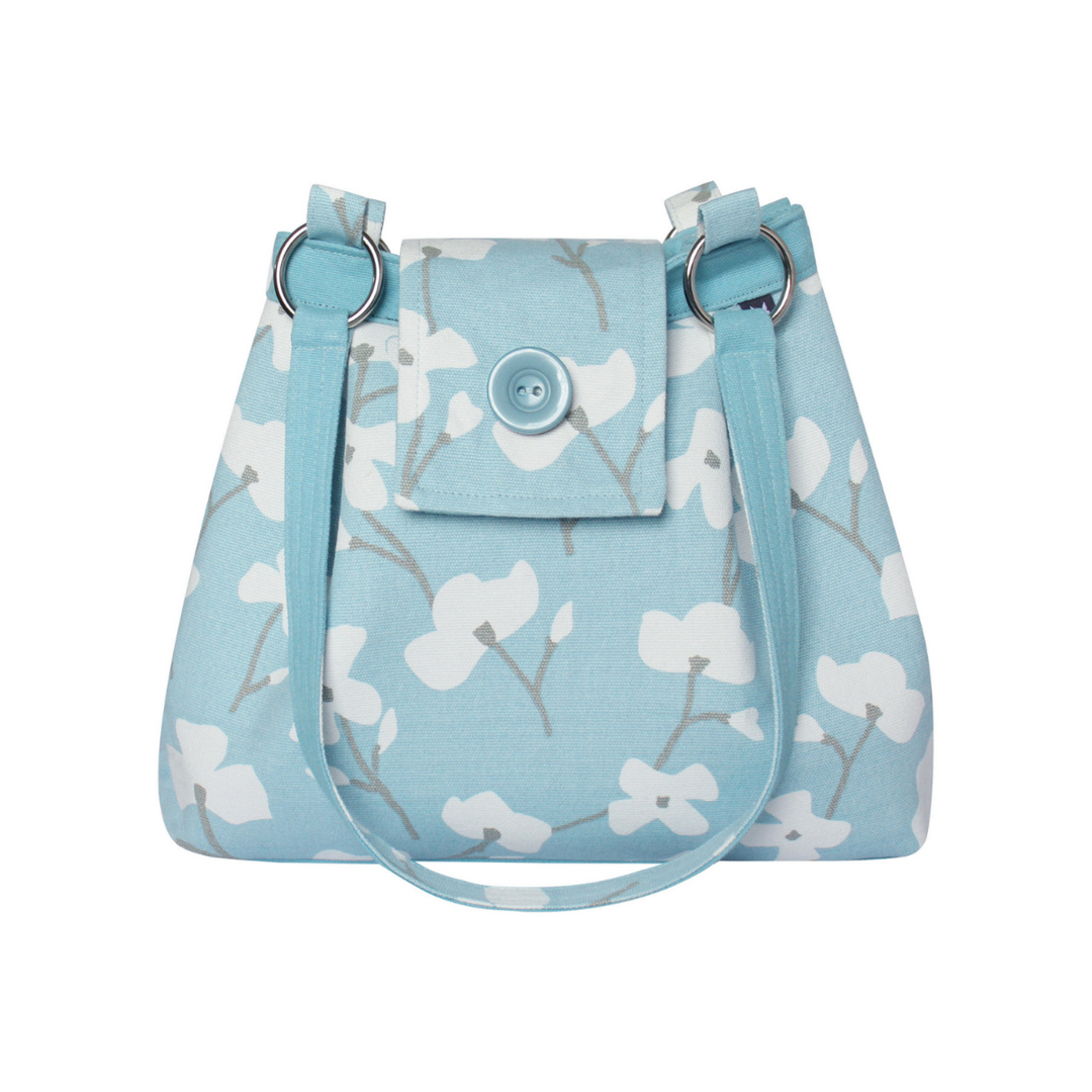 Pale Blue Spring Floral Blossom Canvas Ava Bag by Earth Squared