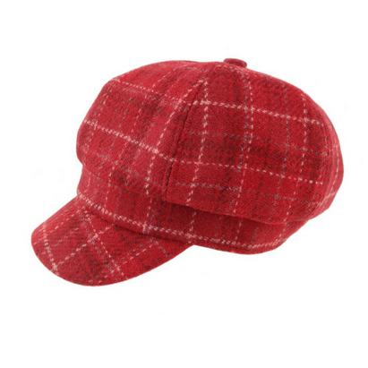 Glen Appin Ladies Harris Tweed Bakerboy Cap Red