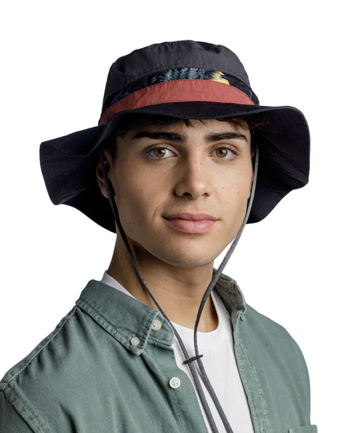 Buff Explore Booney UPF 50 Lightweight Packable Hat In Okisa Black