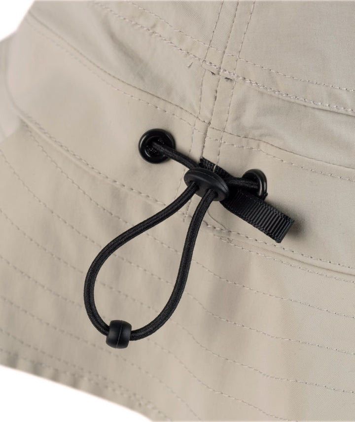 Buff Explore Booney UPF 50 Lightweight Packable Hat In Solid Light Grey/Stone