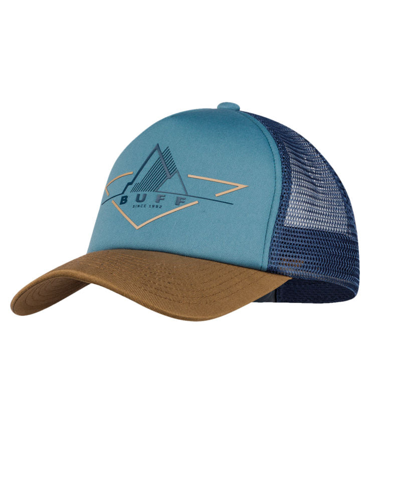 Buff Classic Adjustable Mesh Trucker Cap In Stone Blue
