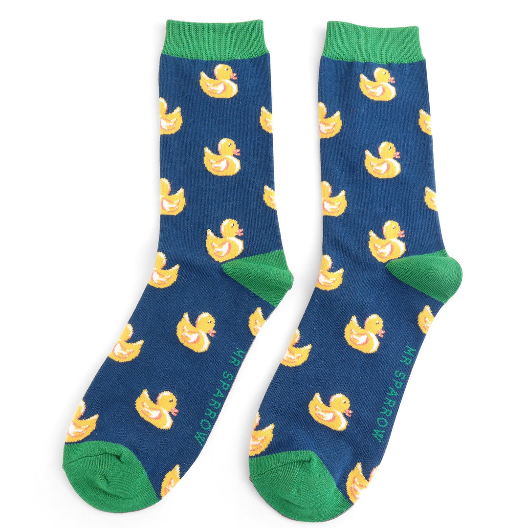 Mr Heron Mens Bamboo Rubber Ducks Socks In Navy