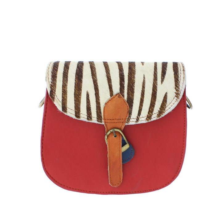 Recycled Leather Small Saddle Crossbody Handbag 073-110