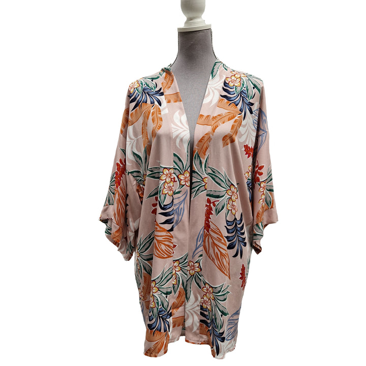 Kimono Wrap Cover Up - Floral Dusky Pink
