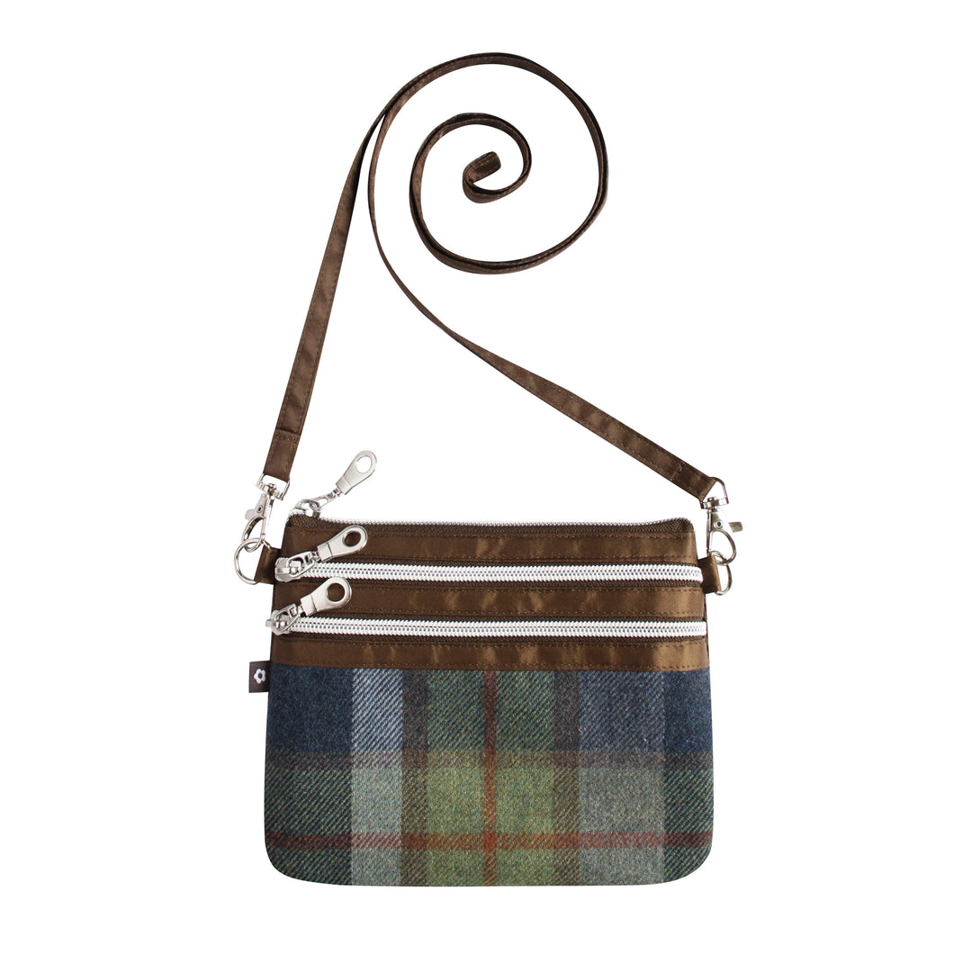 Inveresk Small Tweed 3-zip Pouch Cross Body Bag by Earth Squared
