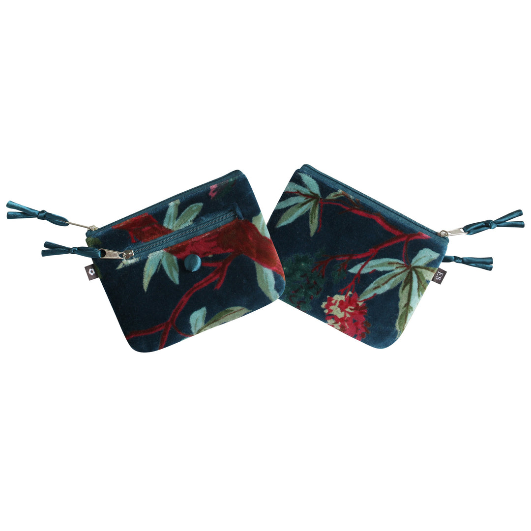 Teal Botanical Velvet Emily Coin Purse by Earth Squared