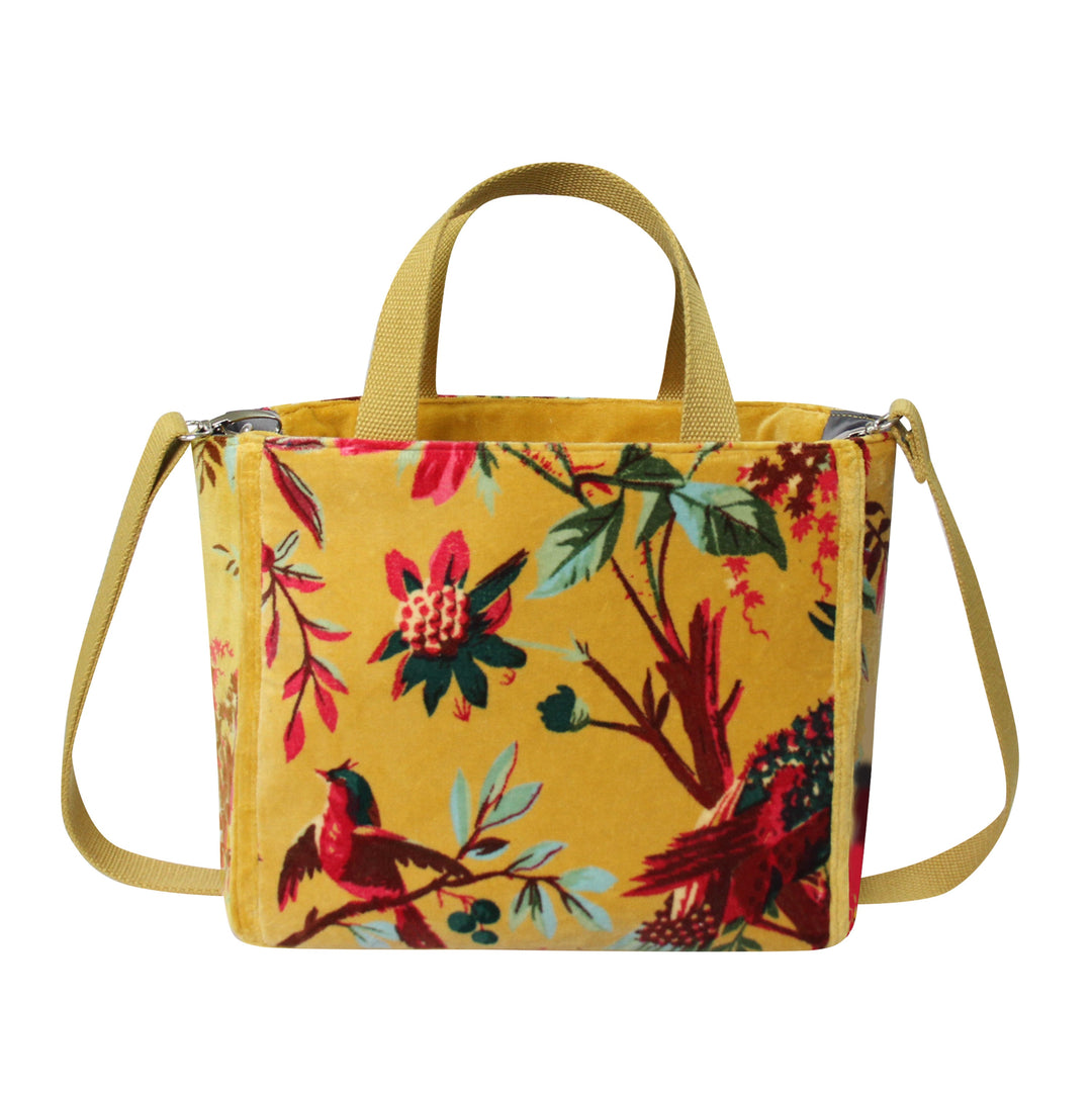 Mustard Velvet Print Tote Handbag by Earth Squared