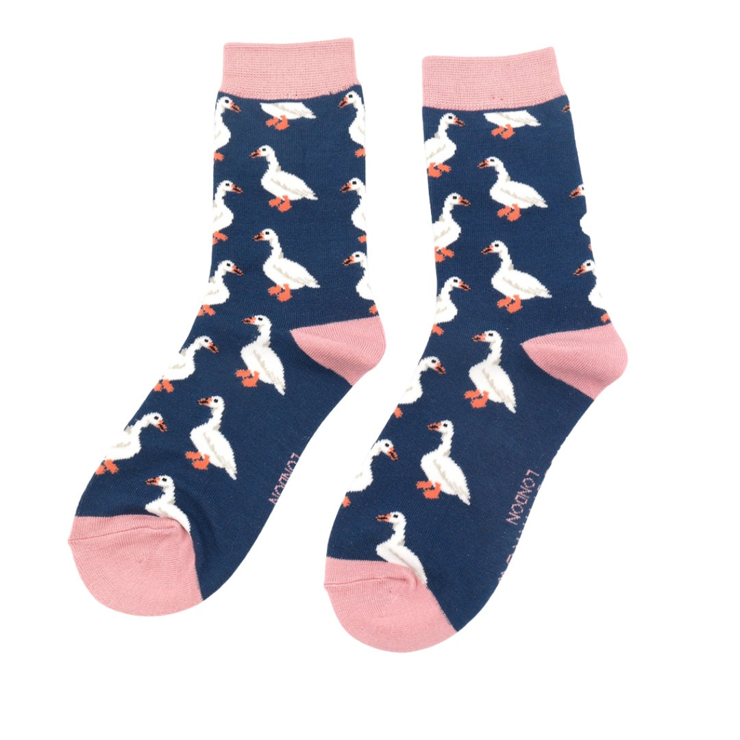 Miss Sparrow Bamboo White Ducks In Navy