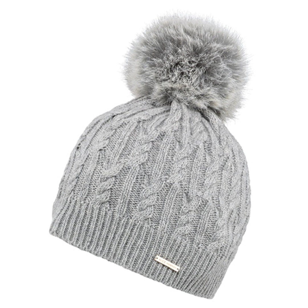 Lyla Cable Knitted Grey Bobble Beanie Hat
