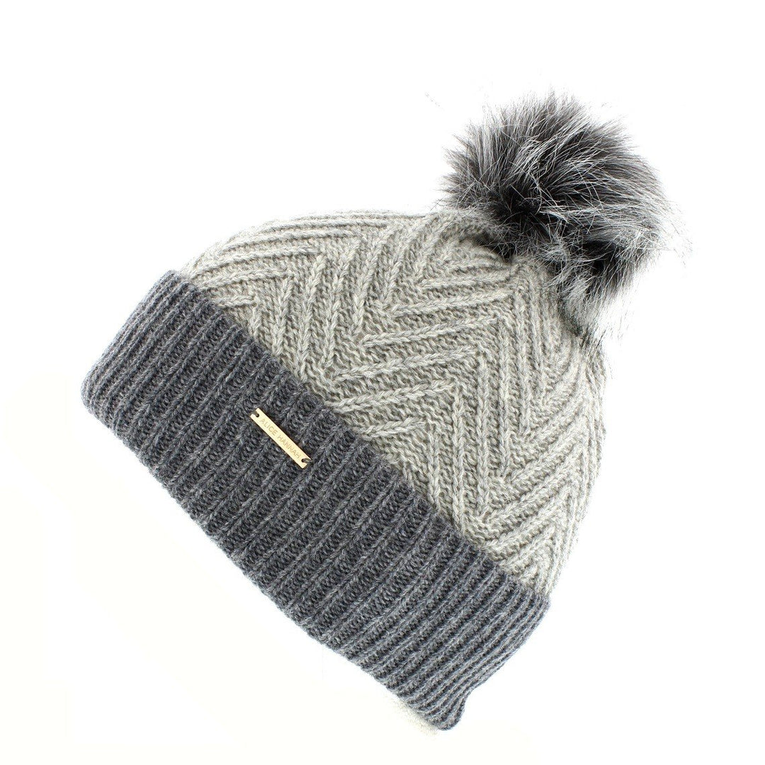 'Alesha' Grey Bobble Hat From Alice Hannah