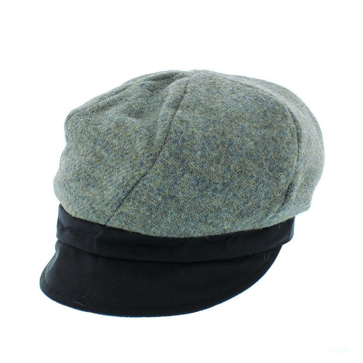 Failsworth Ladies Harris Tweed & Wax Peak Bakerboy Cap Green