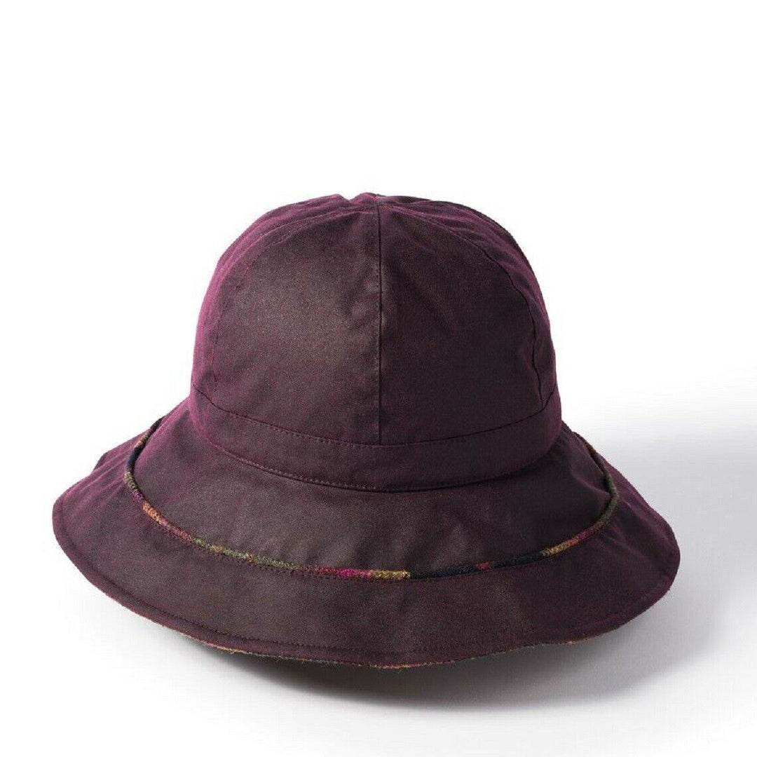 Failsworth Ladies Waxed Cotton Bucket Cloche In Merlot