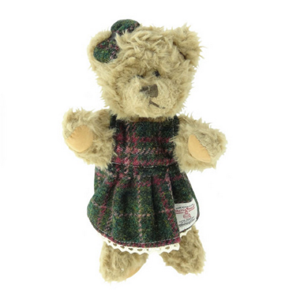 Glen Appin 25cm Girl Teddy With Green Check Harris Tweed Dress