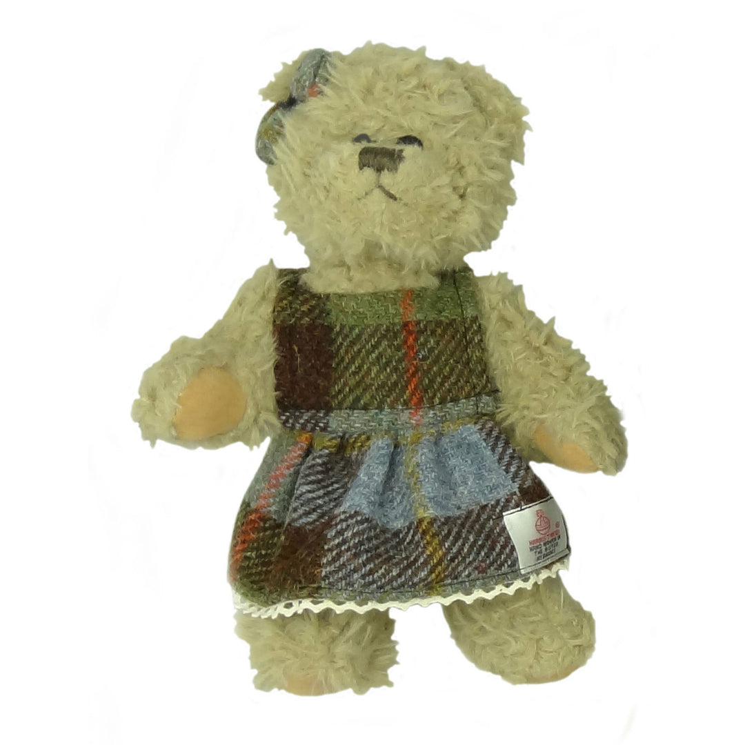 Glen Appin 25cm Girl Teddy With Blue Check Harris Tweed Dress