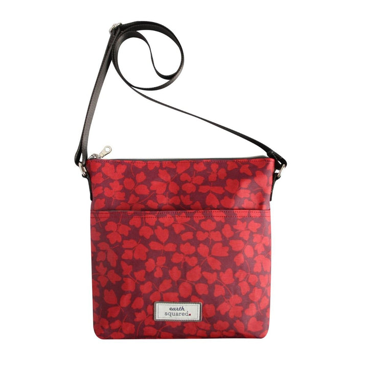 Red Flower Oil Cloth Messenger Cross Body Bag by Earth Squared