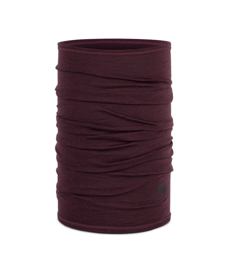 Buff Merino Wool Lightweight Neck Warmer In Garnet