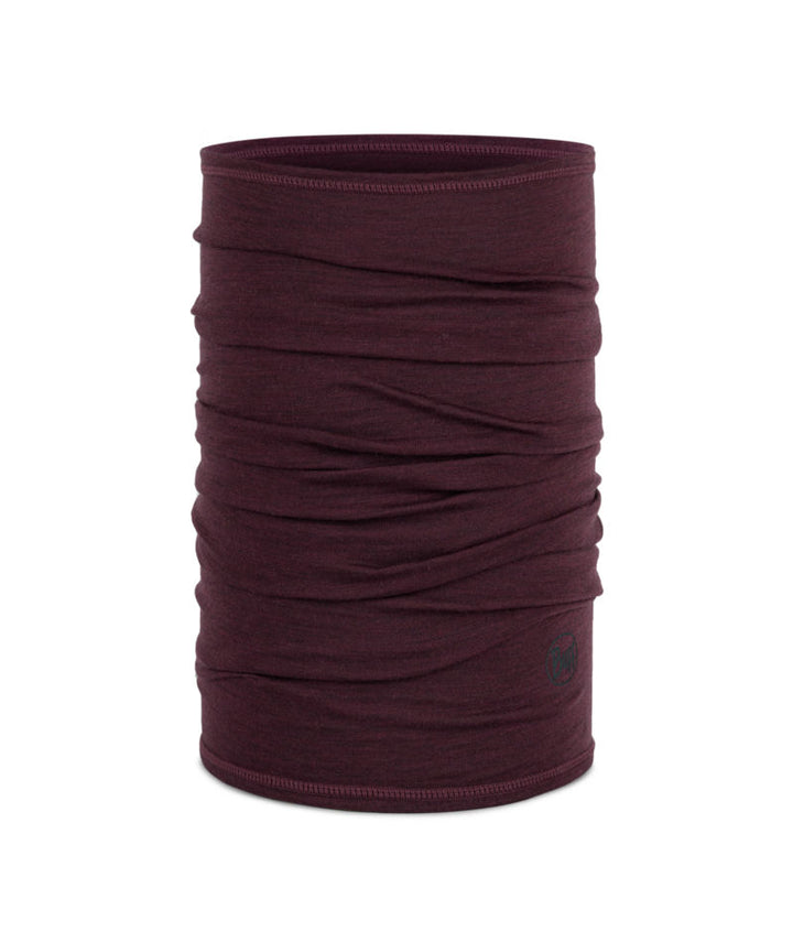 Buff Merino Wool Lightweight Neck Warmer In Garnet