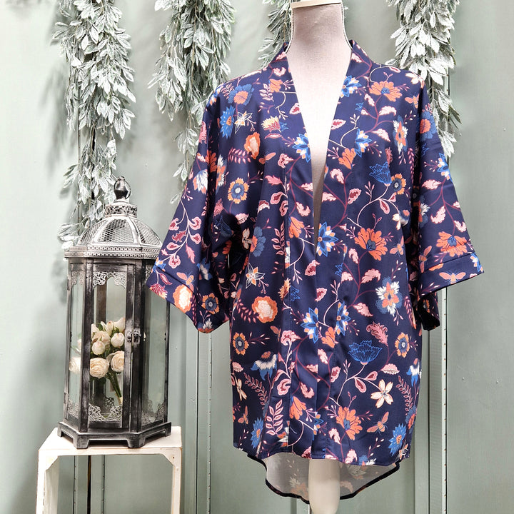 Kimono Wrap Cover Up - Navy Bee