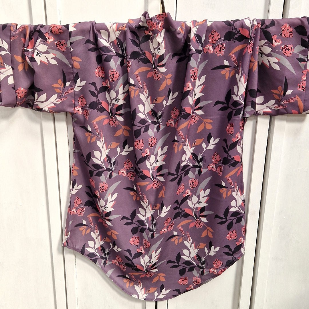 Kimono Wrap Cover Up - Purple Leaf