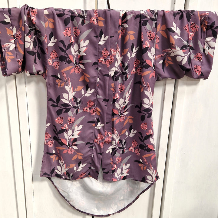 Kimono Wrap Cover Up - Purple Leaf