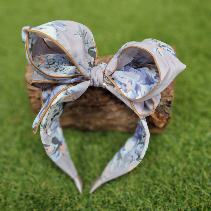 Women's Floral Print Wired Bow Headband