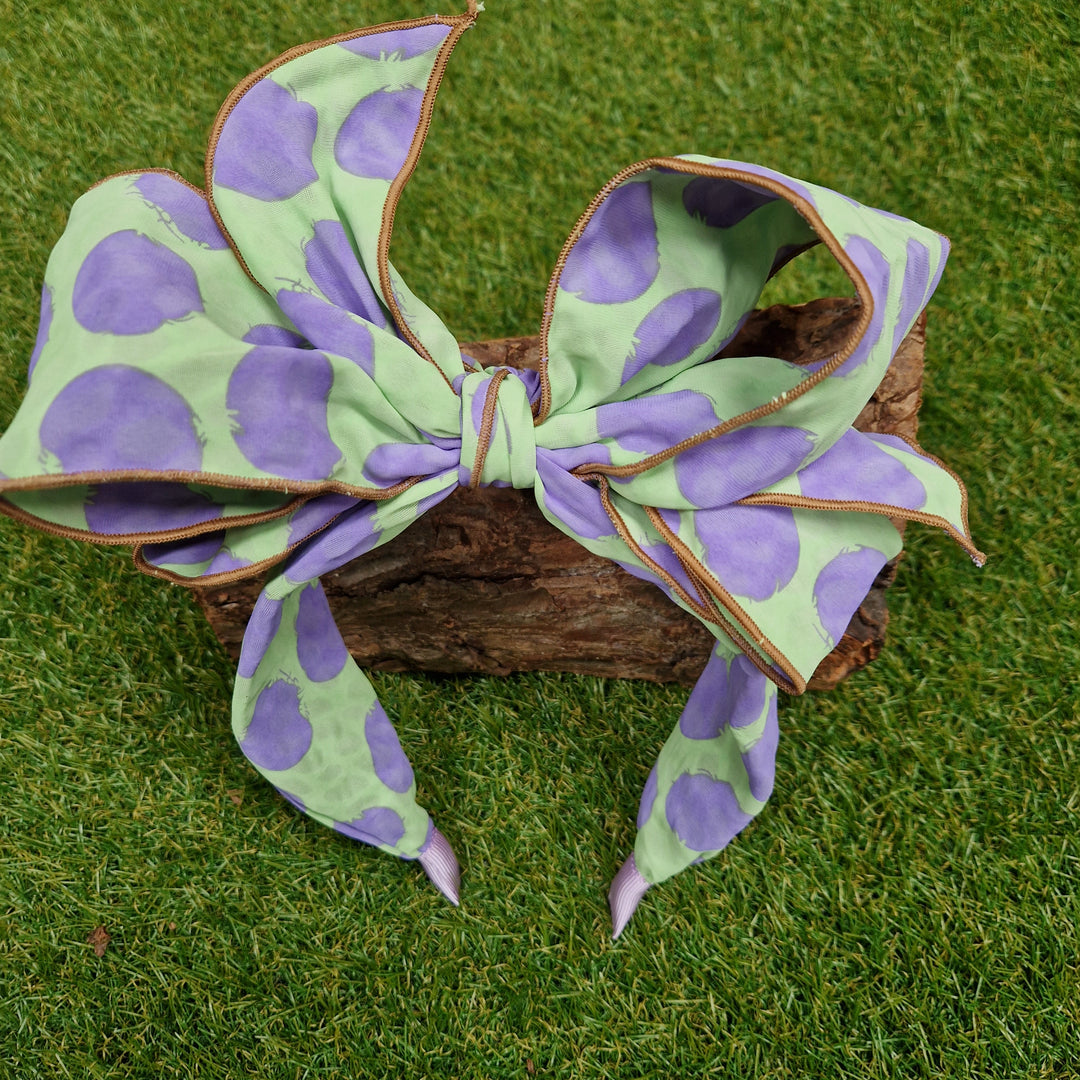 Women's Polka Dot Spotty Wired Bow Headband In Green/Purple