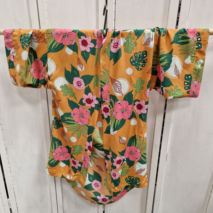 Kimono Wrap Cover Up - Floral Orange