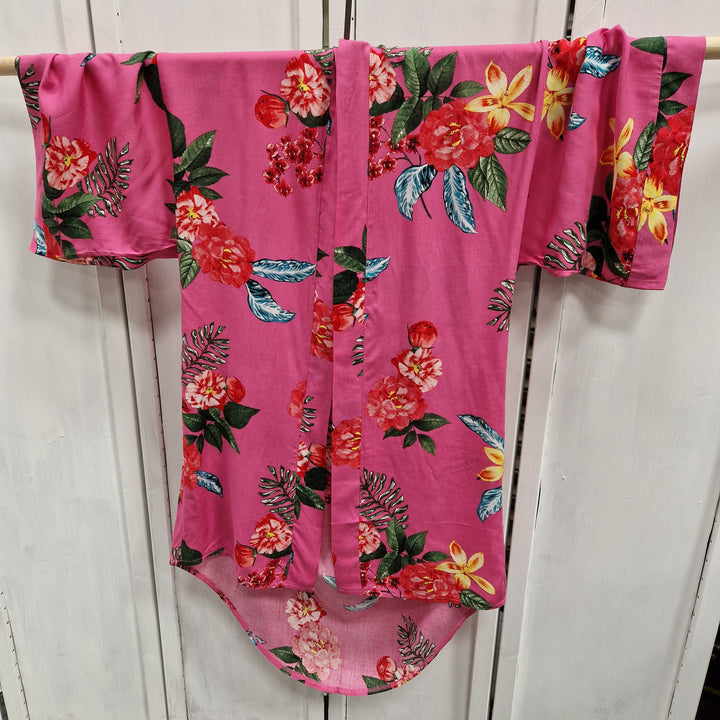 Kimono Wrap Cover Up - Floral Hot Pink