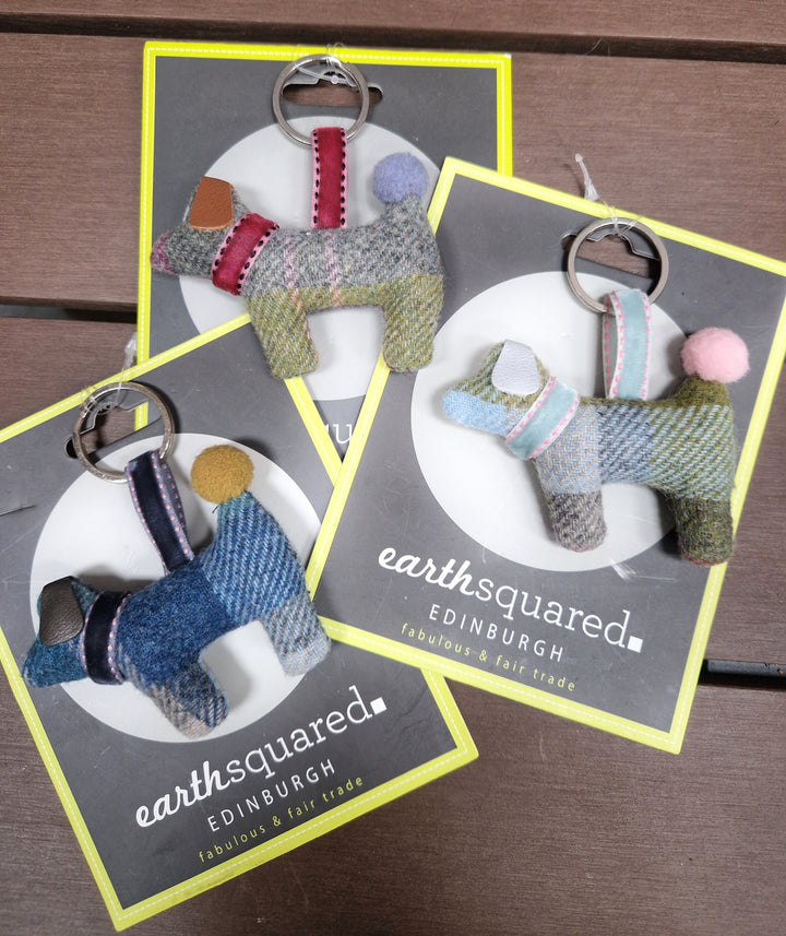 Dog Tweed Check Keyring Key Chain