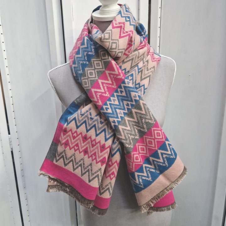 Reversible Wrap Scarf (Aztec Pink)