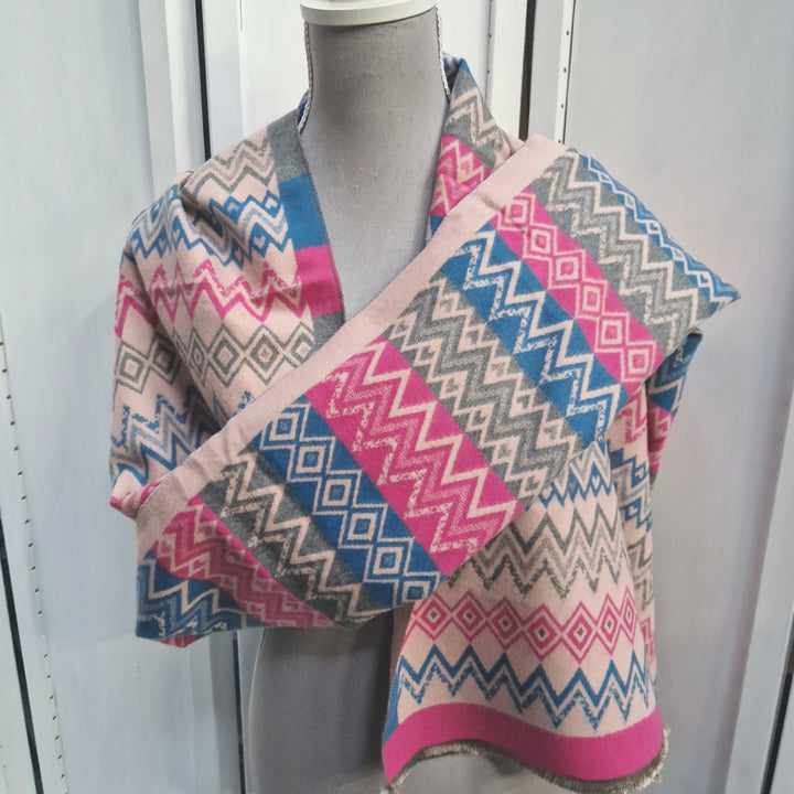 Reversible Wrap Scarf (Aztec Pink)