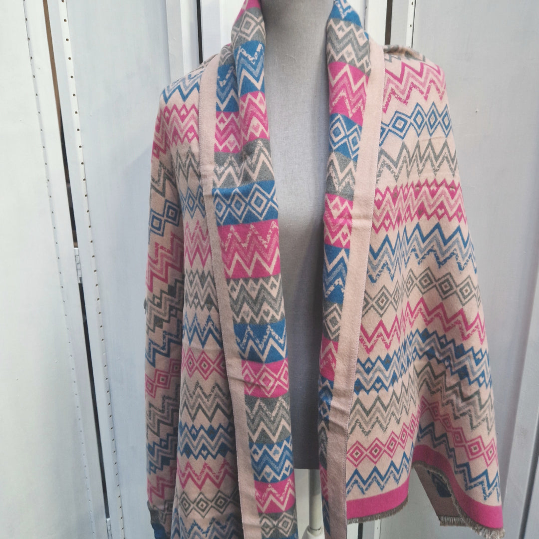 Reversible Wrap Scarf (Aztec Pink)