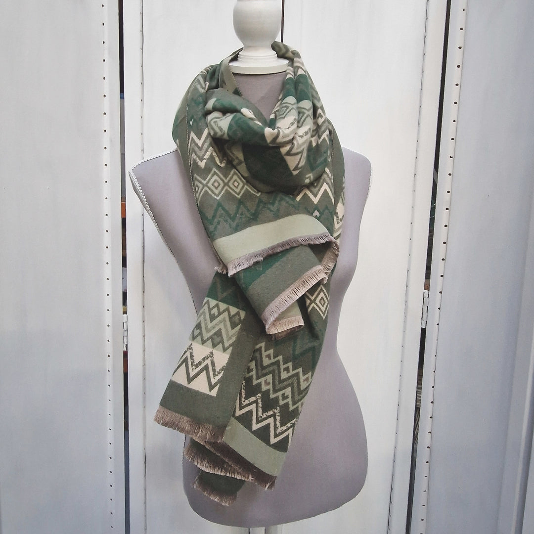 Reversible Wrap Scarf (Aztec Green)